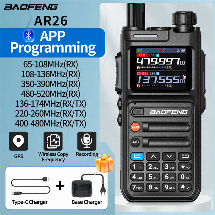 Green - BAOFENG AR26 Walkie Talkie GPS Real-Time Positioning Voice Recording 10W Output 1000 Channel