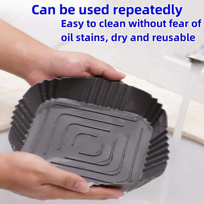 Black - 1PC Baking Tray Silicone Tray for Air Fryer Oven Fried Chicken Pizza Mat Oilless Silicone Pa