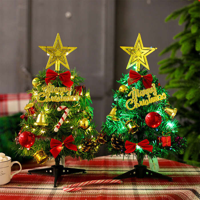 Warm Light - 30cm Mini Christmas Tree Decoration with Lights Christmas Tree Set With Lights Christma