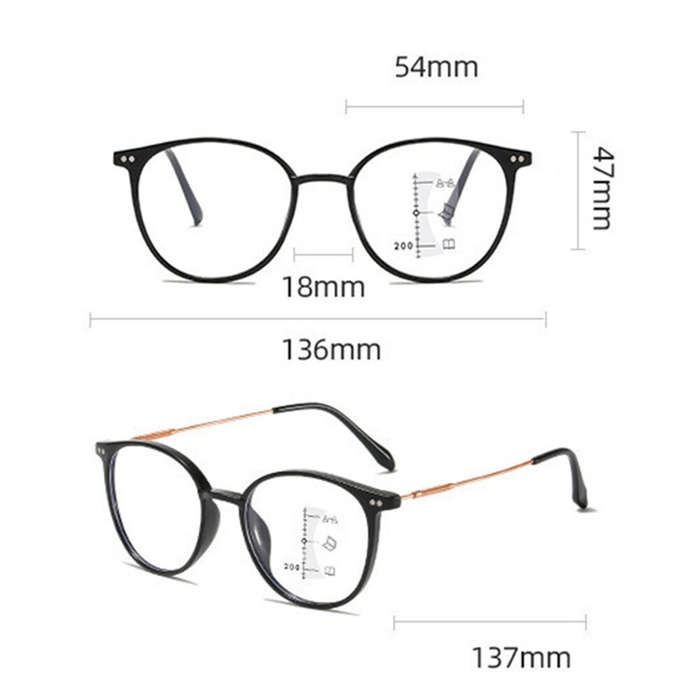 +350 - Progressive Multifocal Anti-blue Light Reading Glasses HD Lightweight Fashion Presbyopia Glas