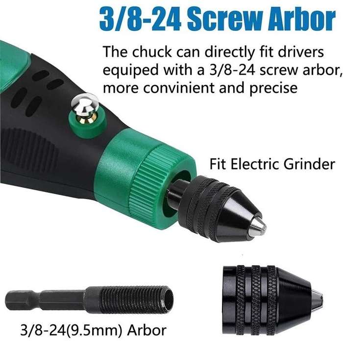 2PC Hex Shank-Black and White Keyless Drill Chuck Adapter For Easy Bit Changes Available In Electric