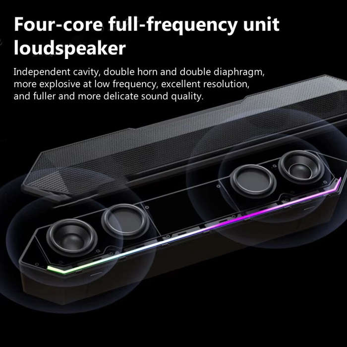 Black - Havit M20 Desktop Speaker Wired bluetooth Soundbar Dual Full-frequency Speakers Dual Bass Di