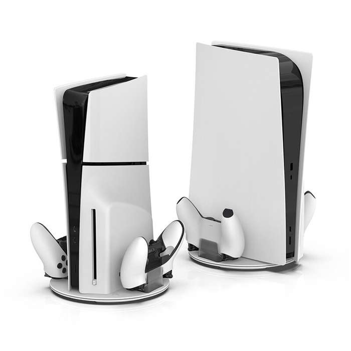 Black - HC-A3777 for PS5/PS5 Slim Host Charger Dock Dual Game Controller Magnetic Charging Stand wit