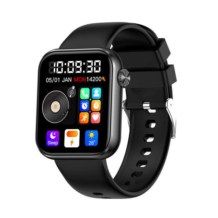 Black - SENBONO M100 1.85-inch HD Screen 512MB Memory Video Dial DIY bluetooth Call Heart Rate Blood