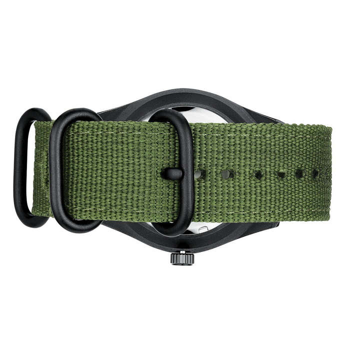 Black - BIDEN 12/24Hours Scale Calendar Quartz Watch Outdoor Sports Luminous Waterproof Nylon Strap