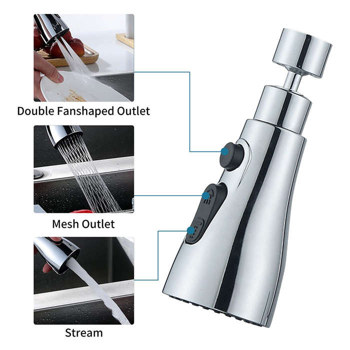 #1 - Kitchen Faucet Spray Head 3 Function Spray Head 360 Swivel Faucet Spray Head Kitchen Faucet Wat