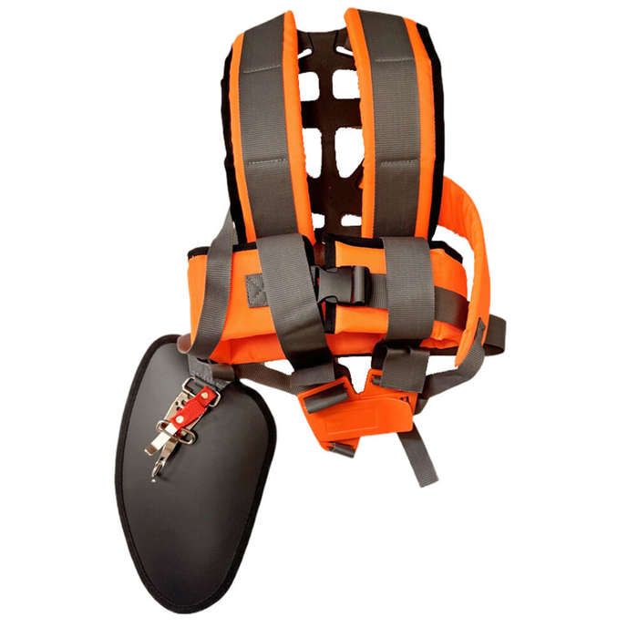 Orange - Universal Adjustable Double Shoulder Strap Grass Trimmer Lawn Mower Harness Strap Comfortab
