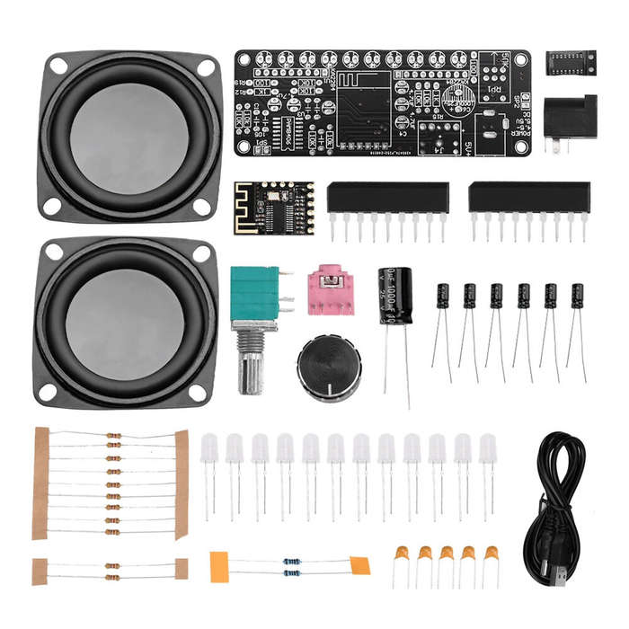 Full Kit - DIY 5W PAM8406 bluetooth Speaker Amplifier Kit Dual Channel Stereo Sound USB Power Clear
