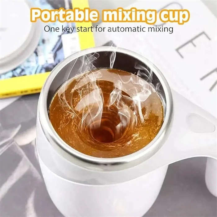 Light Brown - Magnetic Automatic Self Stirring Cup Stainless Steel Temperature Difference Coffee Mix
