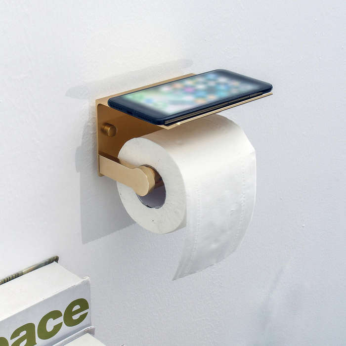 Grey - Wall Mounted Bathroom Toilet Roll Paper Shelf Holder Racks Toilet Roll Stand Phone