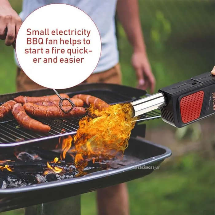 Black - Electric BBQ Charcoal Ignition Tool Powerful Drum Fan Handheld Electric BBQ Fan Blower for O