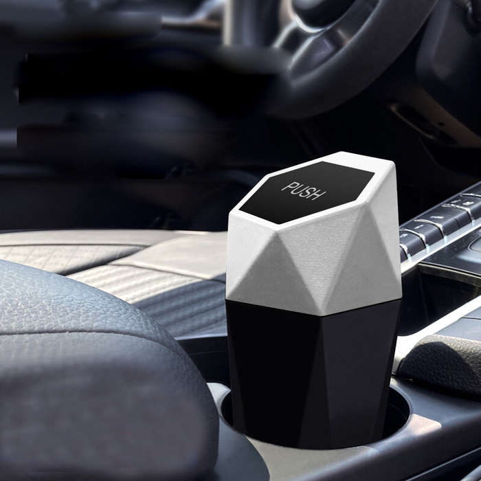 Gold - Car Trash Bin Storage Box Leakproof Garbage Small Automatic Portable Trash Can Easy to Clean