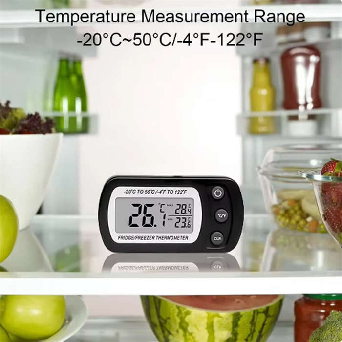 Black - Fridge Thermometer With Hook Anti-Humidity Refrigerator Freezer Electric C/F Conversion LCD