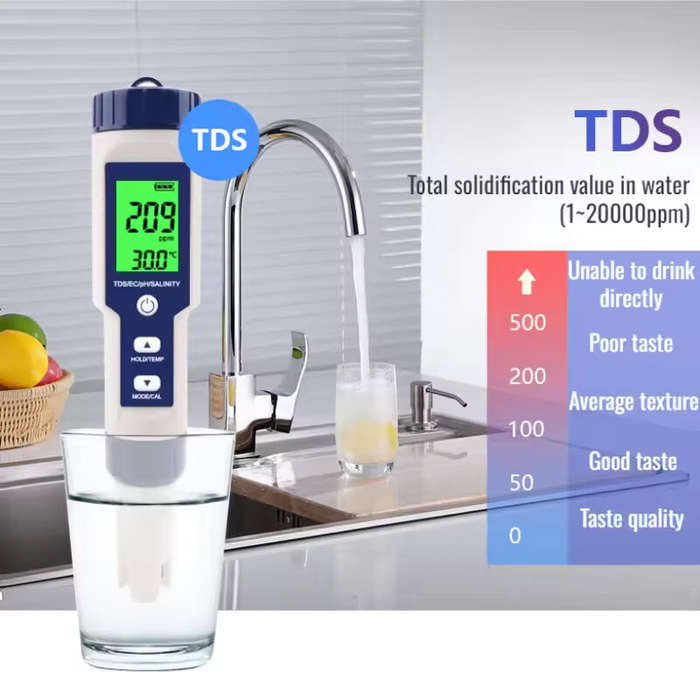 #01 - 5-In-1 Salinity Meter PH/TDS Water Tests TIF/EC/Temperature Multifunctional Water Quality Test