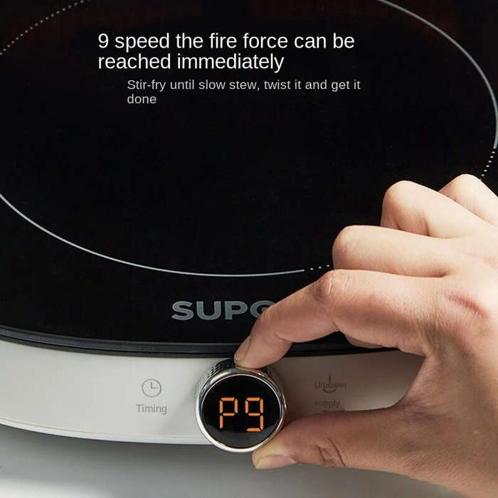 2100W Electric Induction Cooker 9 Gear Heating Timing Waterproof Stir-Fry Cooking Plate Intelligent