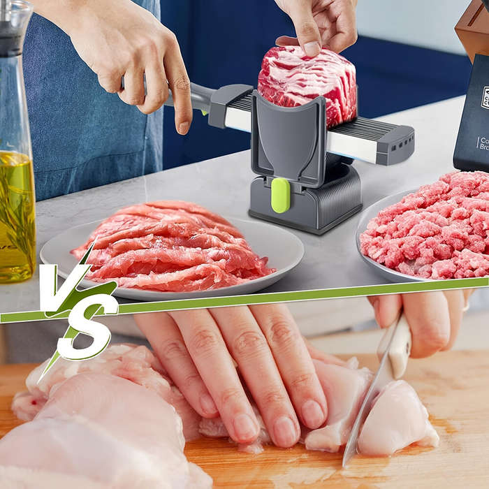Grey - Fresh Meat Cutter Multifunctional Stainless Steel Meat Slicer Fast Meat Slice Home Kitchen Me