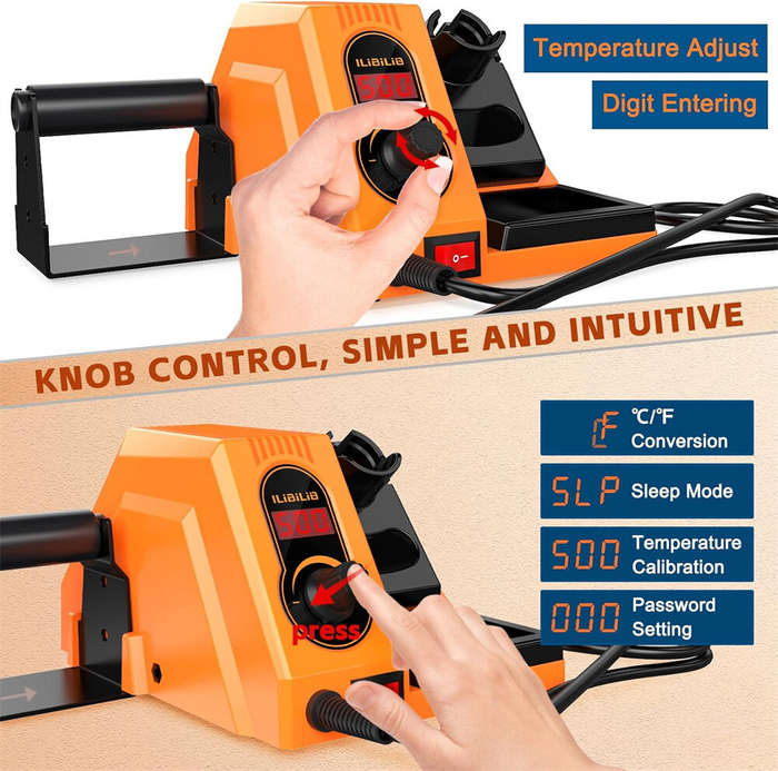 EU Plug - HX46 Soldering Station Kit 600W PID Temperature Control 150C-500C Fast Heating ESD Safe wi