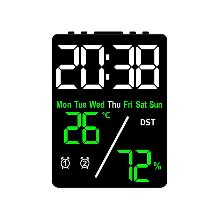 Blue - Multifunctional Electronic Clock With Simple Setting Of Temperature And Humidity USB Digital