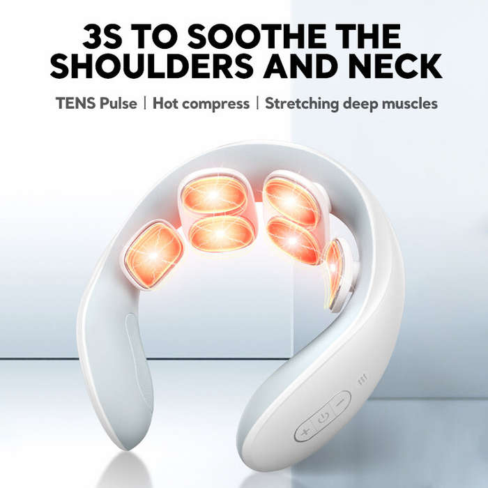 White - Konka H66 Neck Massager Electric Smart Neck Massager With 6 Message Modes 15 Level Of Streng