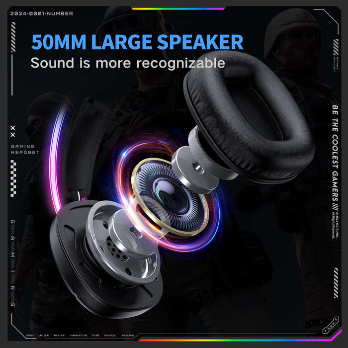 Black - ONIKUMA X33 RGB Gaming Headset Wired Earphone 50mm Large Driver Unit Virtual Surround Sound
