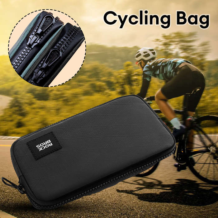 Grey Blue - ROCKBROS 0.15L Portable Mini Cycling Phone Bag Lightweight Smooth Zipper Coin Purse Wall