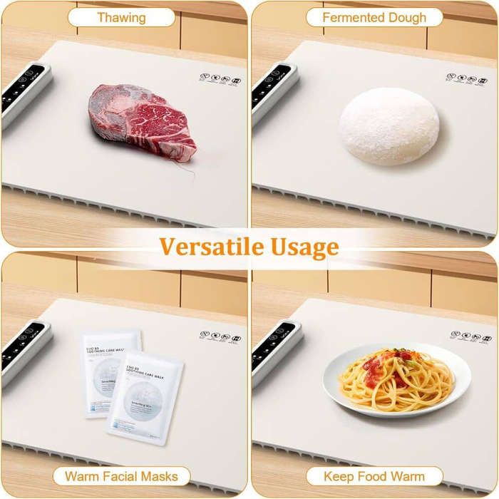 EU Plug - Multifunctional Silicone Insulated Food Warming Board Electric Food Warming Mat 3-Level Te