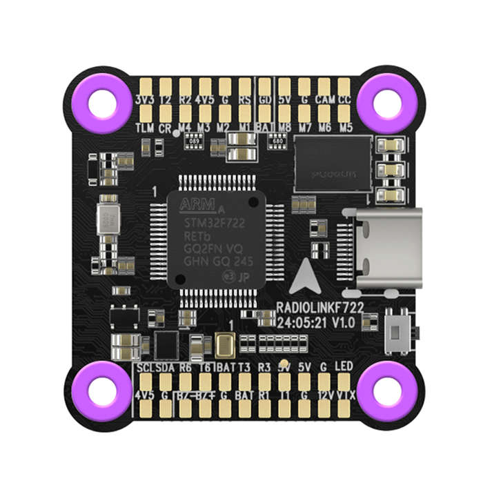 Black - Radiolink F722 F7 2-8 Axis Multi-rotor Aircraft Flight Controller with DJI 6 Pin Port for FP