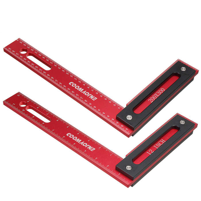 Metric - ENJOYWOOD 300x200mm Aluminum Alloy Precision Woodworking Square Right Angle Ruler with Base