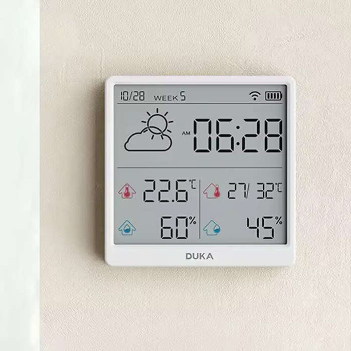 Gray - DUKA LCD Wireless Smart Home WIFI Temperature and Humidity Weather Sensor Rechargeable Indoor