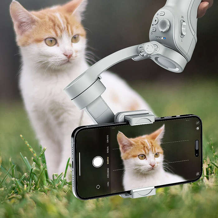 TOKQI M01 3-Axis Gimbal Stabilizer with Filling Light Anti-shake Handheld Smartphone Gimbal with Fol