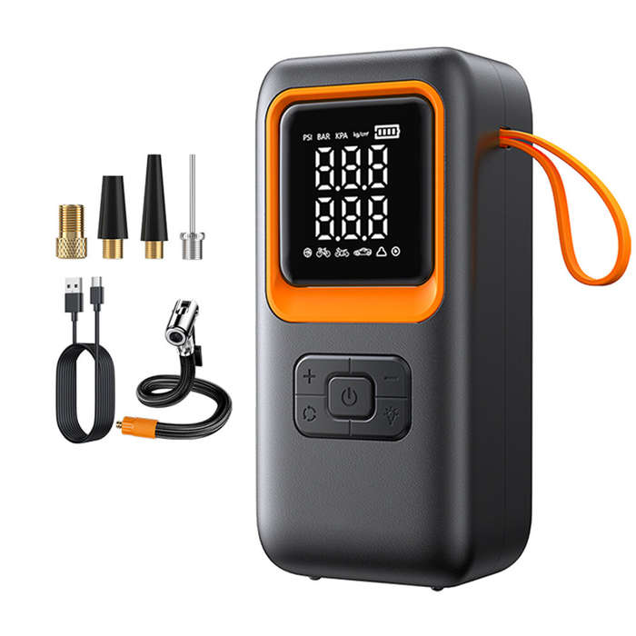 Black - Portable Electric Tire Inflator Cordless Air Pump Built Battery with Digital Pressure Gauge