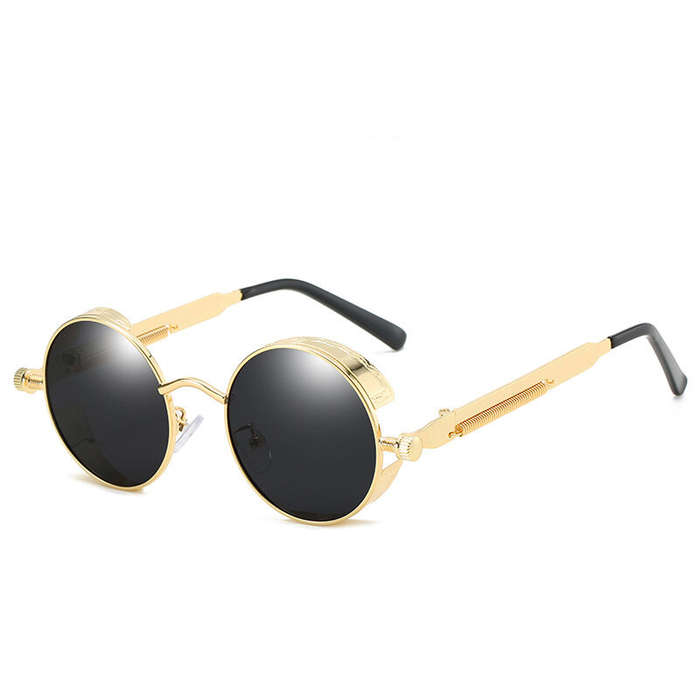 Silver - Men's Polarized Sunglasses Round Gothic Steampunk Sunglasses Men Vintage Metal Clear Lens G