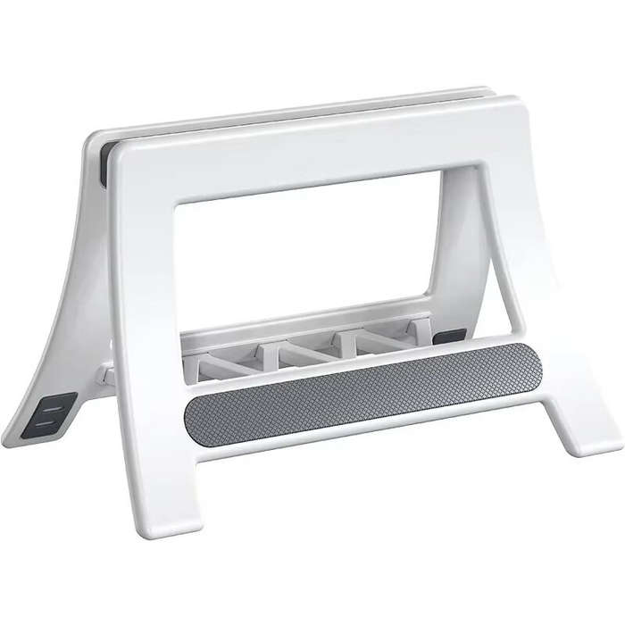 White - Adjustable Vertical Laptop Stand for Office Desk Space Optimization Notebook and Tablet Hold
