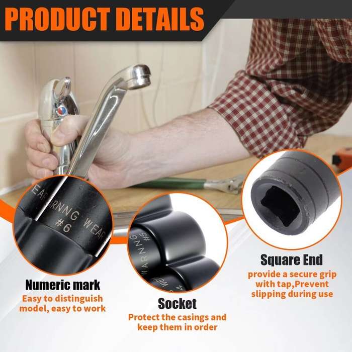 8pcs - Steel Tap Socket Set 8pcs Compatible with Tight Spaces Automotive Tools 1/4 3/8 Inch Drive