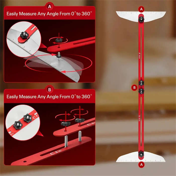 Red - Stair Tread Gauge Template Tool Aluminum Alloy Stair Tread Jig for Stairs / Risers / Partition