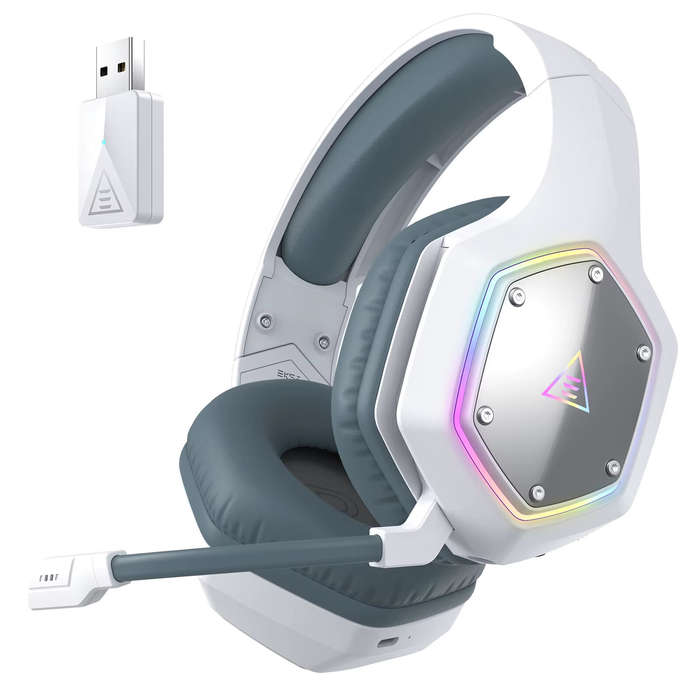 Black - EKSA E1000WT Gaming Headset 7.1 Surround Wireless bluetooth Headphone 50mm Powerful Driver E