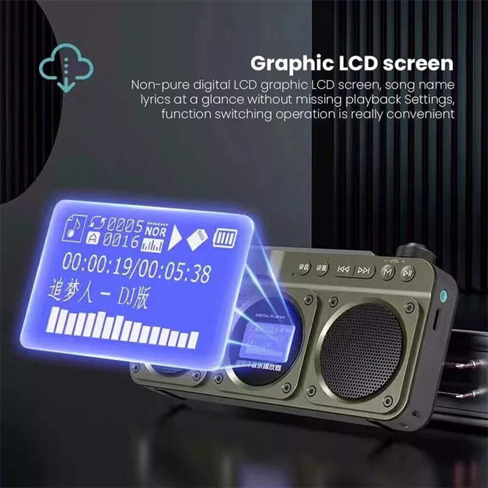 Blue - SANSUI F28 Dual Speaker Wireless bluetooth Radio with Bass Diaphragm Digital Display Support