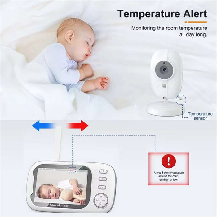 EU Plug - ABM600 3.5 inch Wireless Video Baby Monitor Night Vision Temperature Monitoring Two Way Au