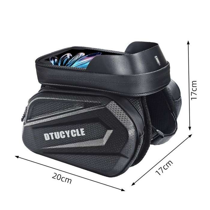 Black - DTUCYCLE Bicycle Front Frame Separable Organizer Bag Waterproof Touch Screen Cycling Bag Tri