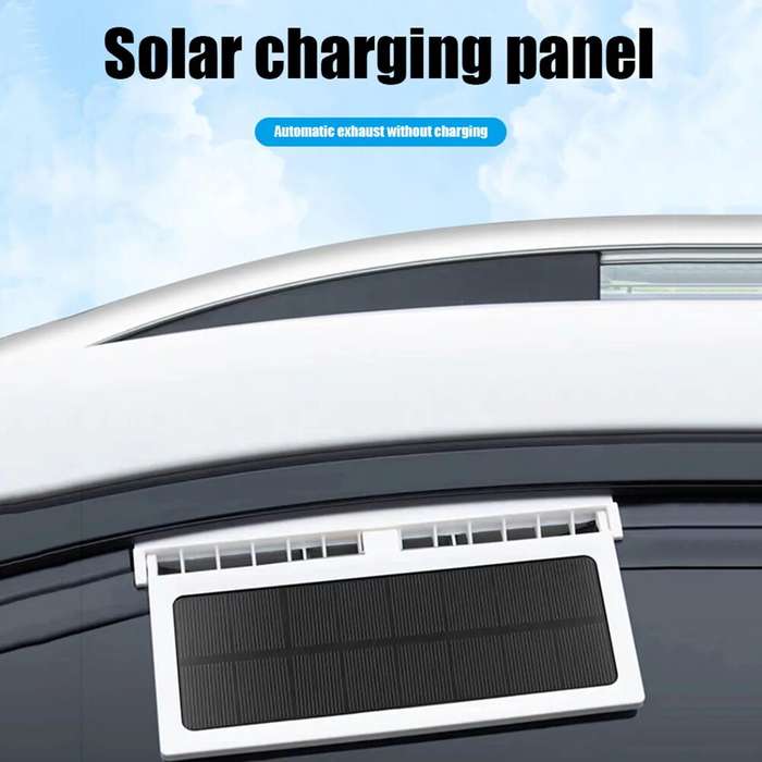 White - Solar-Powered Car Ventilation Fan Air Circulation Fan Solar Charging Ventilation Fan Auto Co