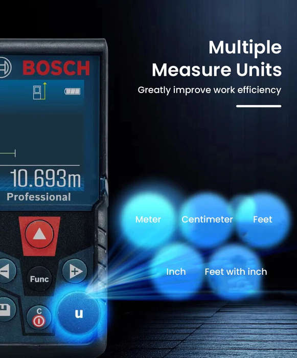 Blue - GLM400 Laser Range Finder 40m Measurement Distance High Accuracy IP54 Waterproof Multi-Measur