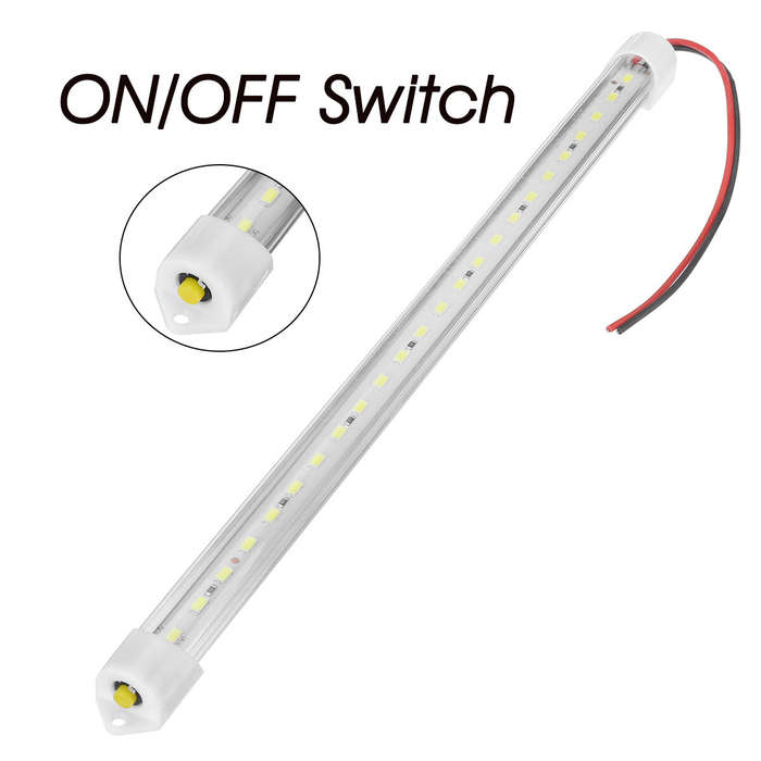 12V - 12V/24V 30cm 24LED 5W Car Interior Light Strip Bar with ON/OFF Switch for Van Bus Caravan Truc