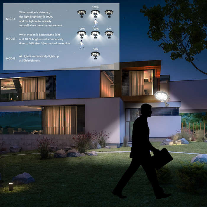 168LED - Outdoor Solar Street Light 168LED Solar Wall Light with Motion Sensor for Garden Warehouse
