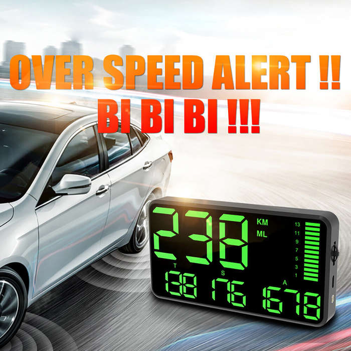 #1 - Head Up Display for Car GPS Speedometer Speedometer Digital Display HUD MPH/KMH with Over Speed