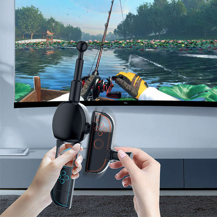 Black - JYS JYS-NS2285 Switch2 Fishing Rod Joy-Con Compatible Rotary Wheel Realistic Fishing ZR Quic