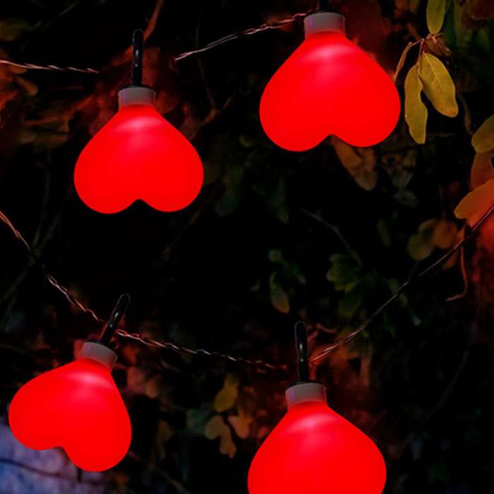 Red - 1 To 8 Solar Red Love Valentine's Day Courtyard Garden Decorative Love Chandelier Lights Outdo