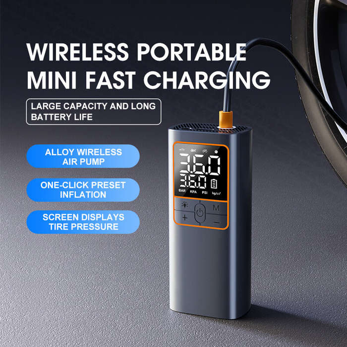 Black - Portable 150Psi Smart Cordless Multifunctional Air Pump Dual Digital Display Tire Inflator 5