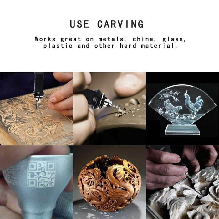 EU Plug - Electric Engraver 220V 25W Adjustable Power Metal Wood Ceramic Glass Plastic Engraving Pen