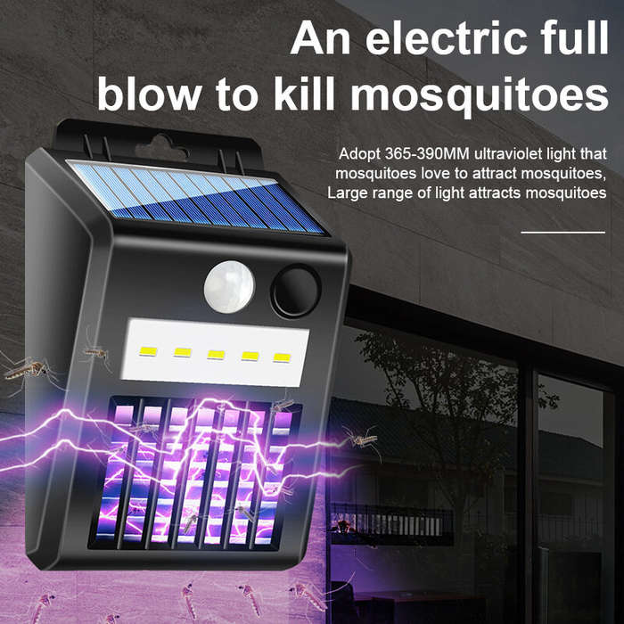 Black - 2-in-1 Solar Mosquito And Motion Sensor LED Light Outdoor Induction Wall Lamp Electric Insec