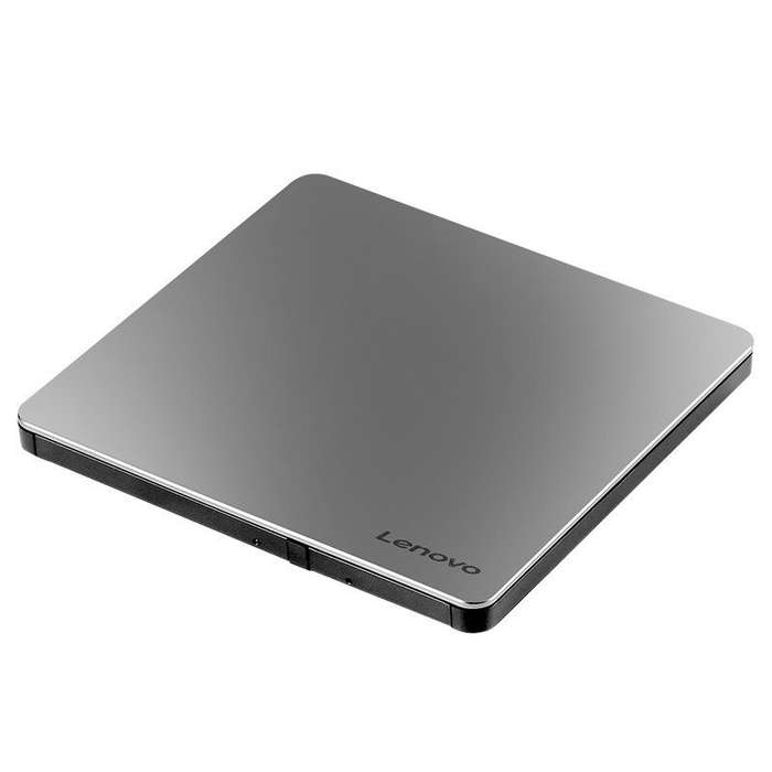 Silver - Lenovo DB85 External CD/DVD Drive 2-in-1 Type-C+USB CD DVD RW Drive Player Optical Burner D